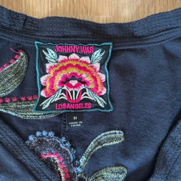 Johnny Was Black Floral Embroidered Short Sleeve Maxi Dress Medium - Picture 4 of 7